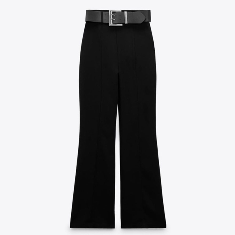 ZARA‎ BELTED FLARE PANTS - Picture 7 of 10